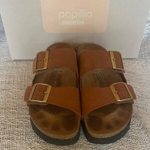 Papillio Brown Sandals with Gold Buckles